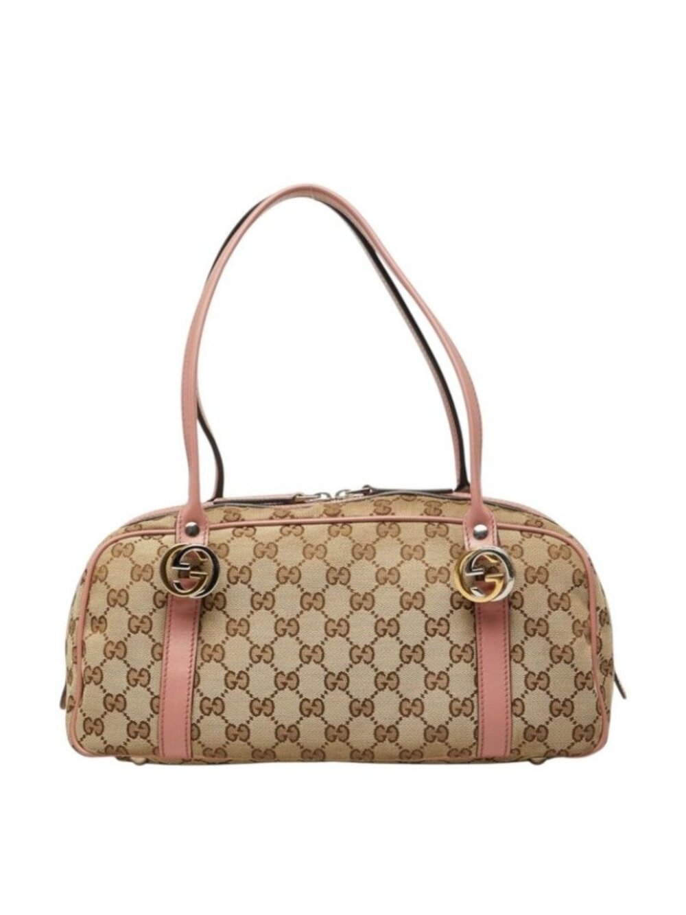 Gucci GG Canvas Twins Handbag Beige Pink
